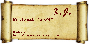 Kubicsek Jenő névjegykártya
